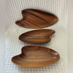 Vintage J.V. Garcia Acacia Wood Serving Dishes Marked Philippines Set Of 3
